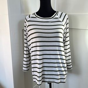 Market & Spruce lightweight army green striped sweater.